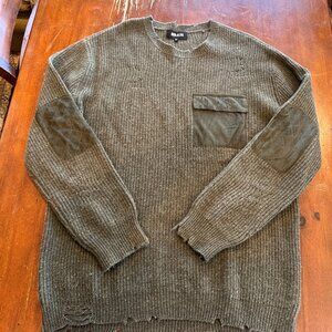 SER.O.YA Distressed Olive Utility Knit Sweater XL